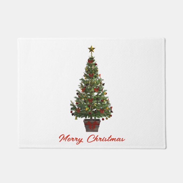 Merry Christmas. Christmas Tree ドアマット (正面)