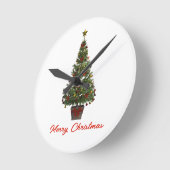 Merry Christmas. Christmas Tree ラウンド壁時計 (傾斜)