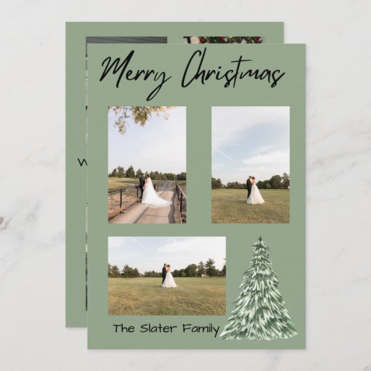 Merry Christmas Christmas Tree Card 招待状 (正面/裏面)