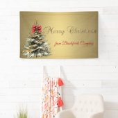 Merry Christmas,Christmas Tree,Gold 横断幕 (インサイチュ)