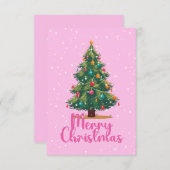 Merry Christmas, Christmas Tree, Holiday, Pink サンキューカード (正面/裏面)