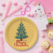Merry Christmas, Christmas Tree, Snow, Holiday  ペーパープレート (パーティー)
