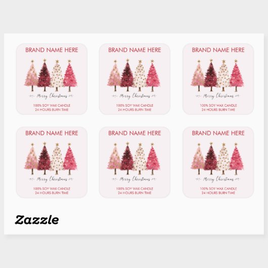 Merry Christmas | Christmas Trees  Candle Labels スクエアシール (シート)