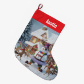 Merry Christmas Circle of Favorite Holiday Symbols ラージクリスマスストッキング (正面 (吊り時))