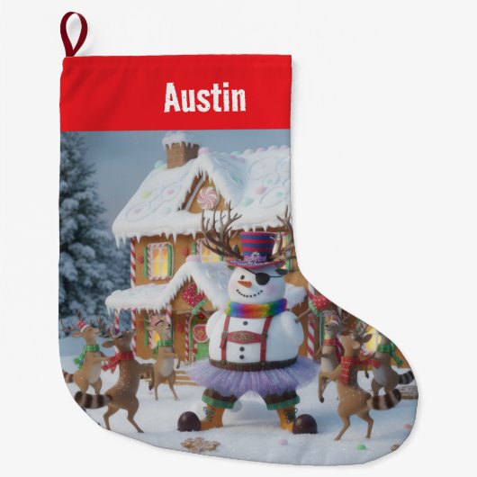 Merry Christmas Circle of Favorite Holiday Symbols ラージクリスマスストッキング (正面)