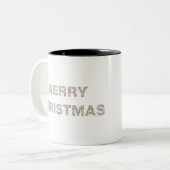 Merry Christmas Circles Prismatic 2 ツートーンマグカップ (正面左)
