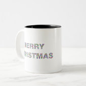 Merry Christmas Circles Prismatic 3 ツートーンマグカップ (正面左)
