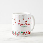 Merry Christmas Classic Mug – Red & Green Village コーヒーマグカップ (正面右)