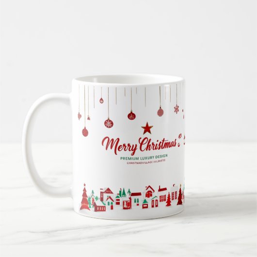 Merry Christmas Classic Mug – Red & Green Village コーヒーマグカップ (左)