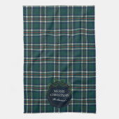 Merry Christmas Classic Preppy Tartan Plaid キッチンタオル (縦)