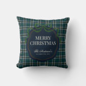 Merry Christmas Classic Preppy Tartan Plaid クッション (正面)