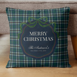 Merry Christmas Classic Preppy Tartan Plaid クッション