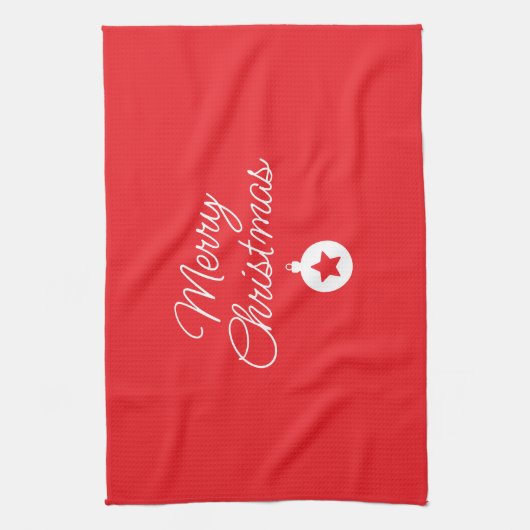 Merry Christmas Classical Unique Minimalist Plain キッチンタオル (縦)