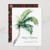 Merry Christmas Coastal Palm Tree Modern シーズンカード (正面/裏面)