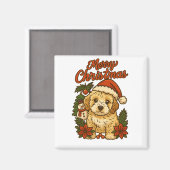 Merry Christmas Cockapoo Magnet マグネット (正面/裏面)