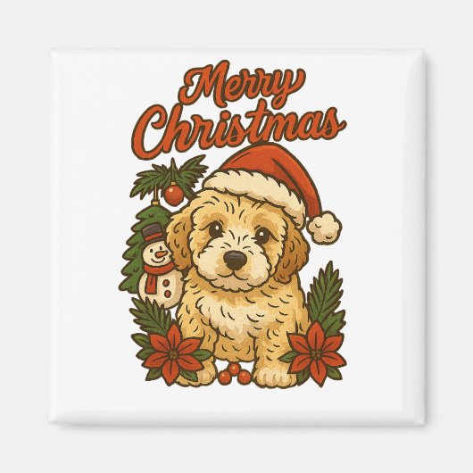 Merry Christmas Cockapoo Magnet マグネット (正面)