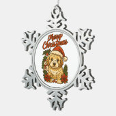 Merry Christmas Cockapoo Snowflake Framed Ornament スノーフレークピューターオーナメント (右)