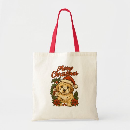 Merry Christmas Cockapoo Tote Bag トートバッグ (正面)
