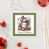 Merry Christmas coffee snowman Paper napkins スタンダードカクテルナプキン (インサイチュ)