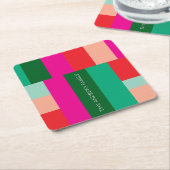 Merry Christmas Color Block  スクエアペーパーコースター (アングル)