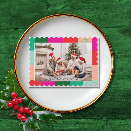 Merry Christmas Color Block Photo Holiday Card シーズンカード