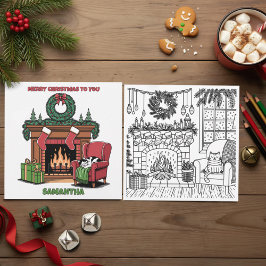 Merry Christmas Color Me Fireplace & Stockings シーズンカード