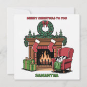 Merry Christmas Color Me Fireplace & Stockings シーズンカード (正面)