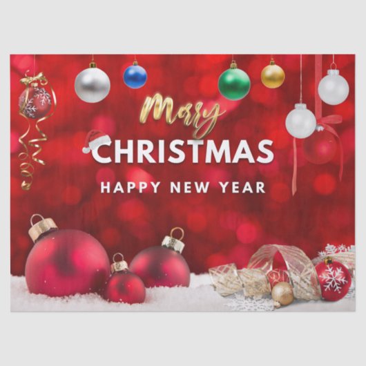 Merry Christmas Colorful Ornaments 薄葉紙 (正面)