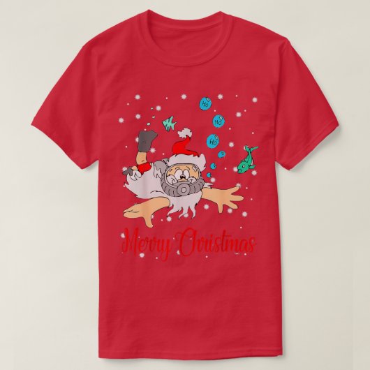Merry Christmas Cool Christmas Santa Scuba Diving  Tシャツ (デザイン正面)