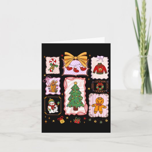 Merry Christmas Coquette Bow Family Xmas Men Women カード (正面)