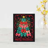 Merry Christmas Coquette Bow Tree Retro Xmas For W カード (黄色い花)