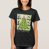Merry Christmas Coquette Bow Tree Xmas Holiday Gir Tシャツ (正面)