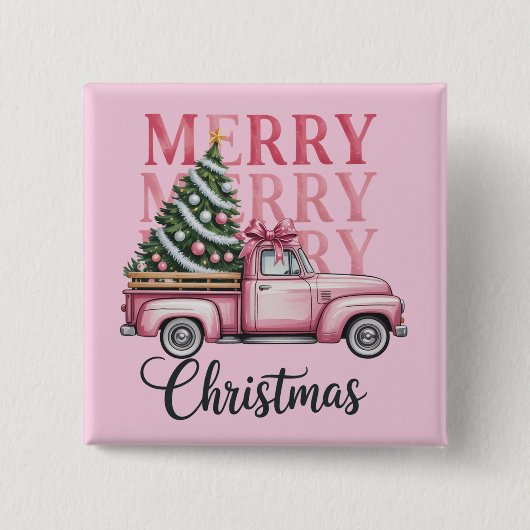 Merry Christmas Coquette Bow Xmas Holiday Season 缶バッジ (正面)