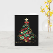 Merry Christmas Coquette Bow Xmas Tree Family Paja カード (黄色い花)