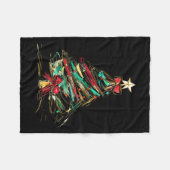 Merry Christmas Coquette Bow Xmas Tree Family Paja フリースブランケット (正面(横))