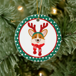 Merry Christmas Corgi Dog Ornament セラミックオーナメント