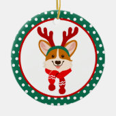 Merry Christmas Corgi Dog Ornament セラミックオーナメント (正面)