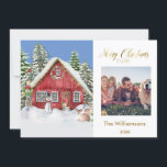 Merry Christmas Country Scene Family Photo カード<br><div class="desc">Special Merry Christmas card with this cozy country scene along with your favorite photo -- yours to personalize. Any design questions just send a chat or an email to charmdesignstudio@rcn.com and we'll be delighted to assist.</div>