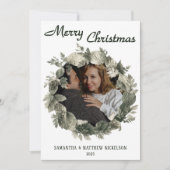 Merry Christmas Couples Wreath Photo Holiday Card シーズンカード (正面)