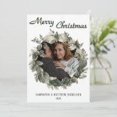 Merry Christmas Couples Wreath Photo Holiday Card シーズンカード (スタンド正面)
