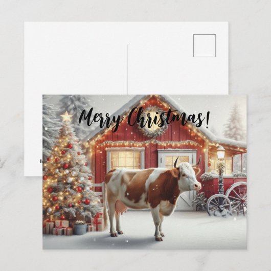 Merry Christmas Cow ポストカード (正面/裏面)