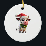 Merry Christmas Cow Santa Christmas Lights Cow Xma セラミックオーナメント<br><div class="desc">Merry Christmas Cow Santa Christmas Lights Cow Xmas Tree T-Shirt (3)</div>