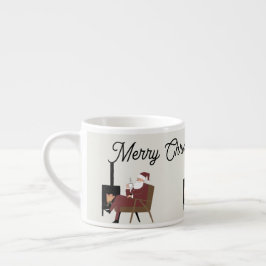 Merry Christmas Cozy Santa Fireplace Espresso Mug  エスプレッソカップ