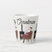 Merry Christmas Cozy Santa Fireplace Latte Coffee  カフェラテマグ (正面)