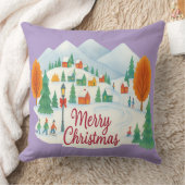 Merry Christmas Cozy Winter Holiday Throw Pillow クッション (ブランケット)