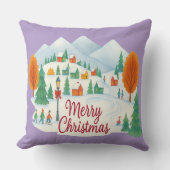 Merry Christmas Cozy Winter Holiday Throw Pillow クッション (正面)