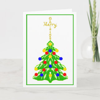 Merry Christmas Cross Fabric Font Word Art On Tree シーズンカード