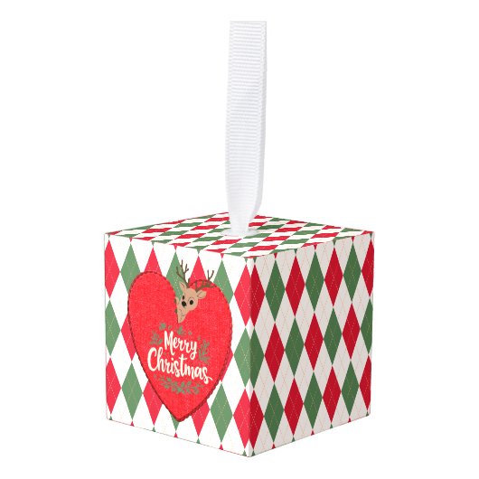 Merry Christmas Cube Ornament キューブオーナメント (正面アングル)