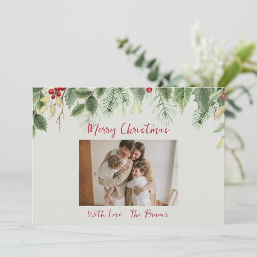 MERRY CHRISTMAS CUSTOMIZABLE GREENERY CHRISTMAS  招待状 (スタンド正面)