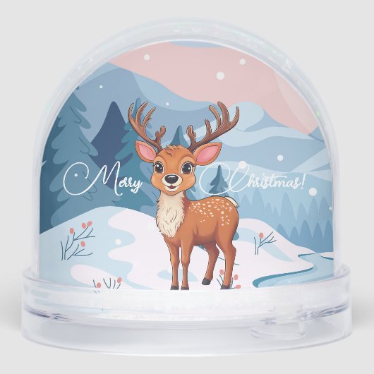 Merry Christmas Cute Cartoon Reindeer in winter  (裏面)